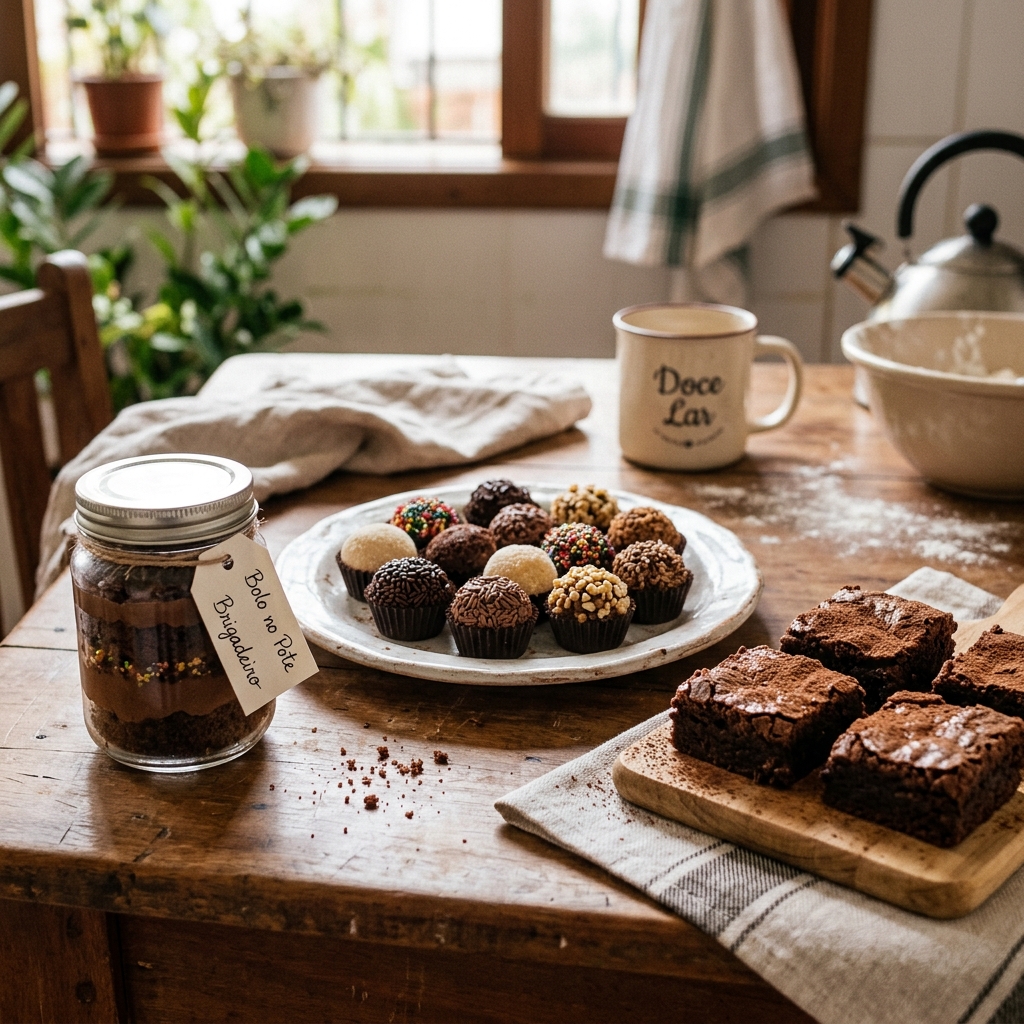 Doces simples e fáceis de fazer em casa: brigadeiro gourmet, bolo no pote e brownie